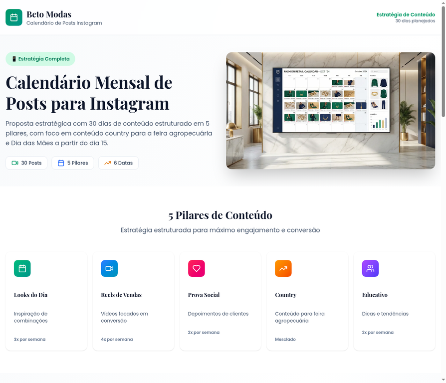 Calendário Beto Modas - Preview