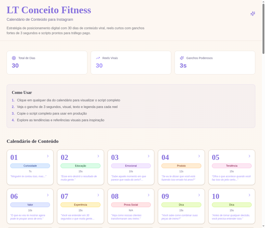 Calendário LT Conceito Fitness - Preview