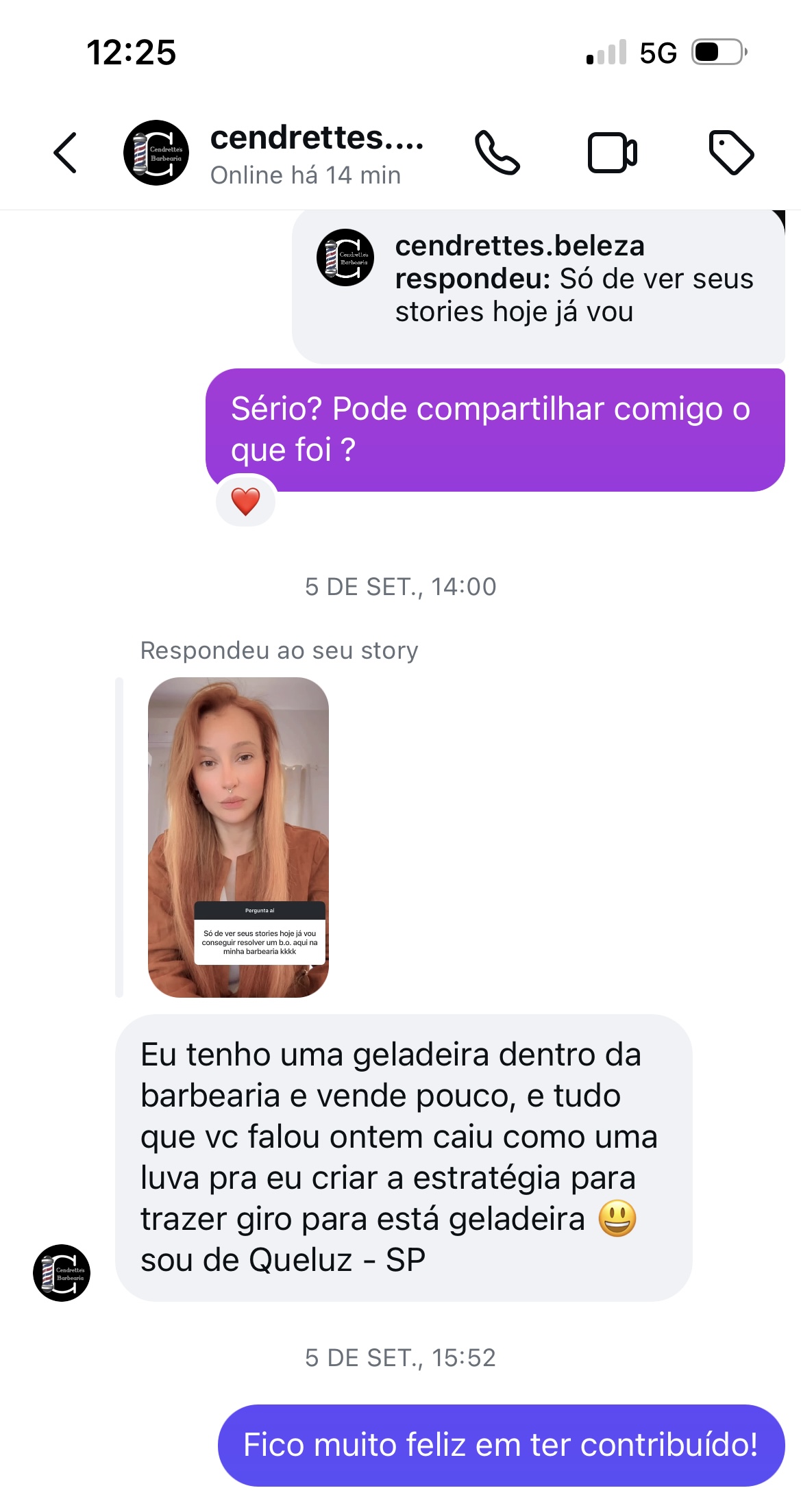 Depoimento Cendrettes Barbearia